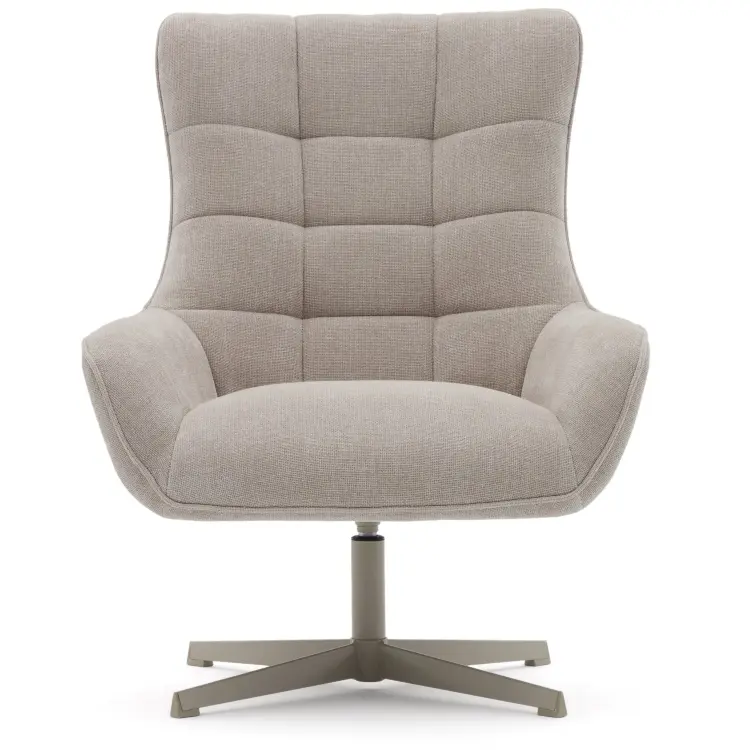 Teryl Кресло из шенилла бежевого цвета с серым металлом