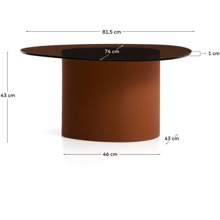 Приставной столик Olir из коричневой стали и закаленного стекла, 82 x 74 см
