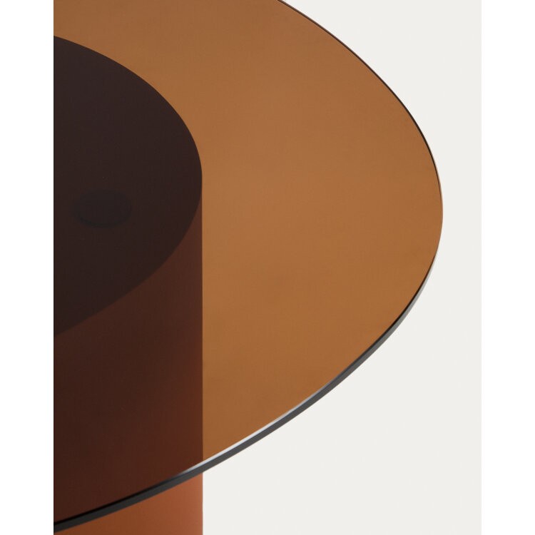 Приставной столик Olir из коричневой стали и закаленного стекла, 82 x 74 см