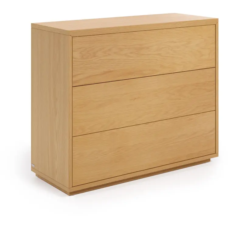 Abilen Комод из дубового шпона с 3 ящиками, 90 x 74,8 см