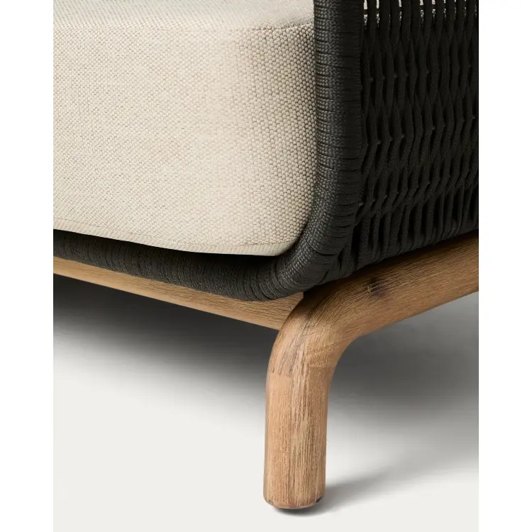 Уличный диван Alipa из акации и темно-серой веревки 235 см