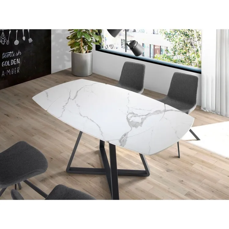 Обеденный стол D2055BB /1096 из керамики и черной стали