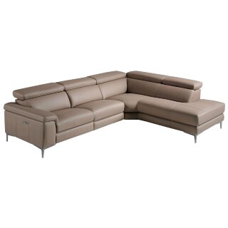 Угловой диван с реклайнером 5320-R /6043 кожаный бежевый