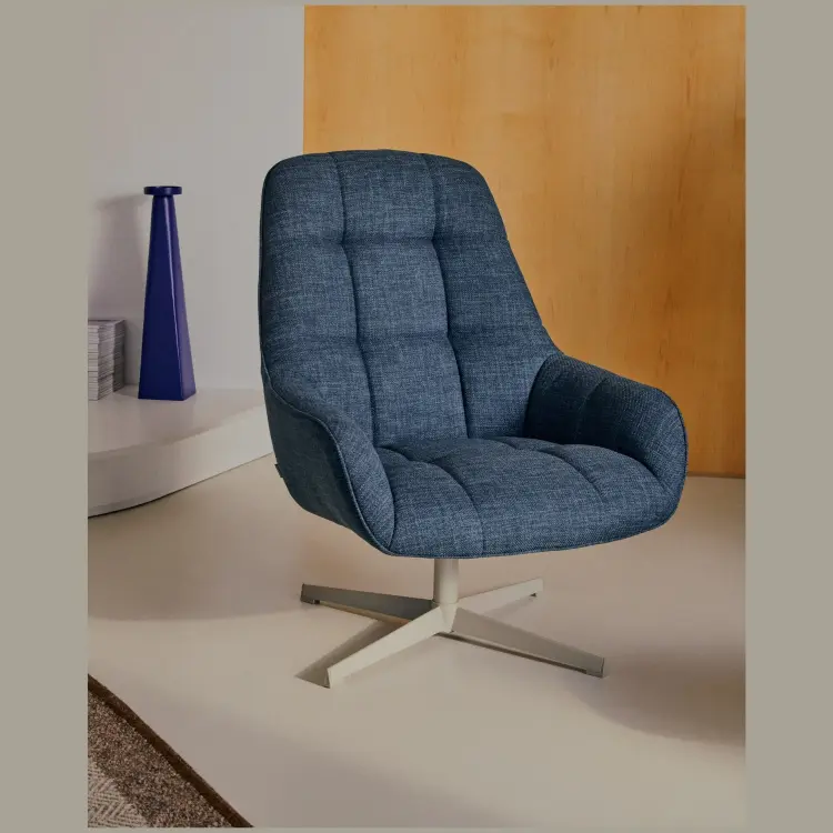 Вращающееся кресло Jaspe синего цвета с серым металлом