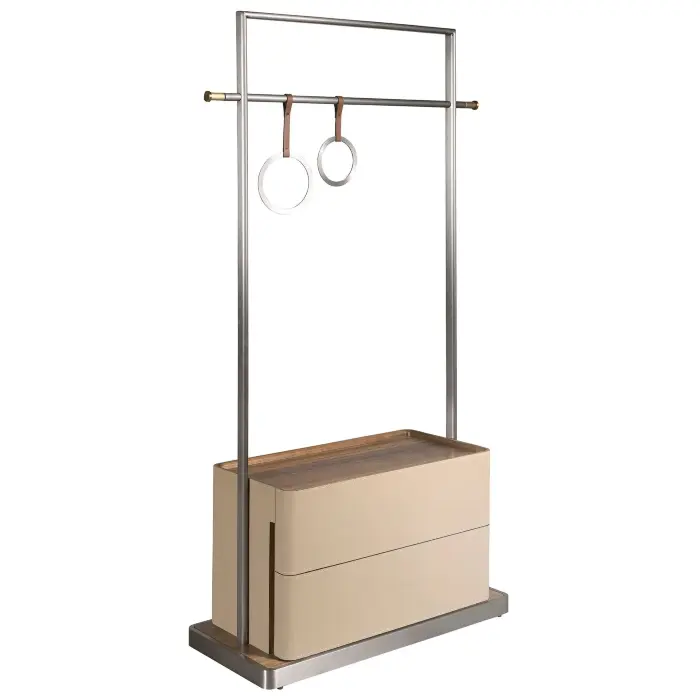 Вешалка для одежды 3282 из кожи, ореха и нержавеющей стали