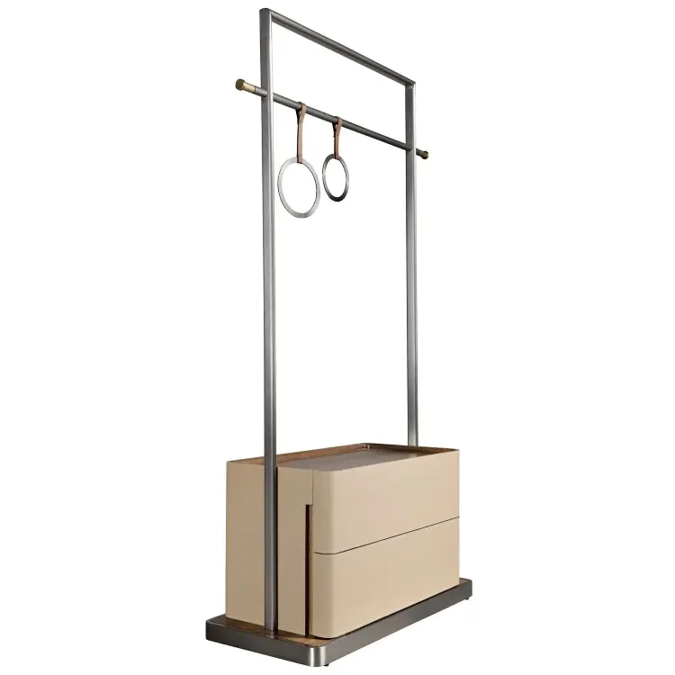 Вешалка для одежды 3282 из кожи, ореха и нержавеющей стали