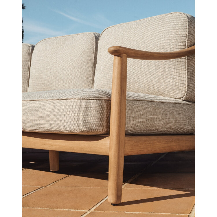 Уличный 3-х местный диван Elunda из тикового дерева и бежевой веревки