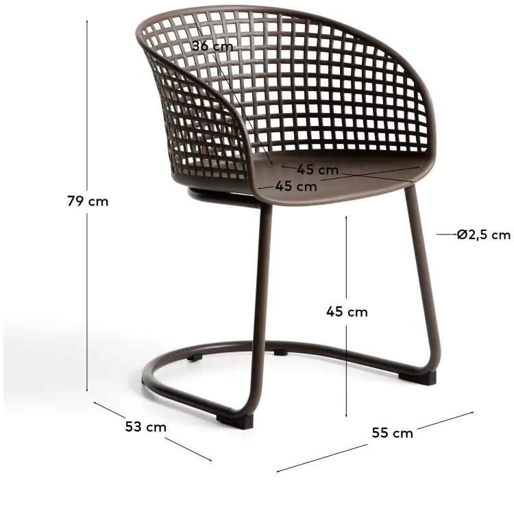 Уличный стул Tenaro из коричневого пластика и стали