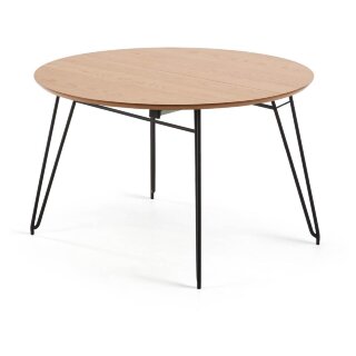 Стол Novaks 120 (200) х120 черный, шпон дерева