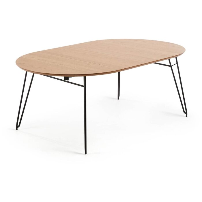 Стол Novaks 120 (200) х120 черный, шпон дерева