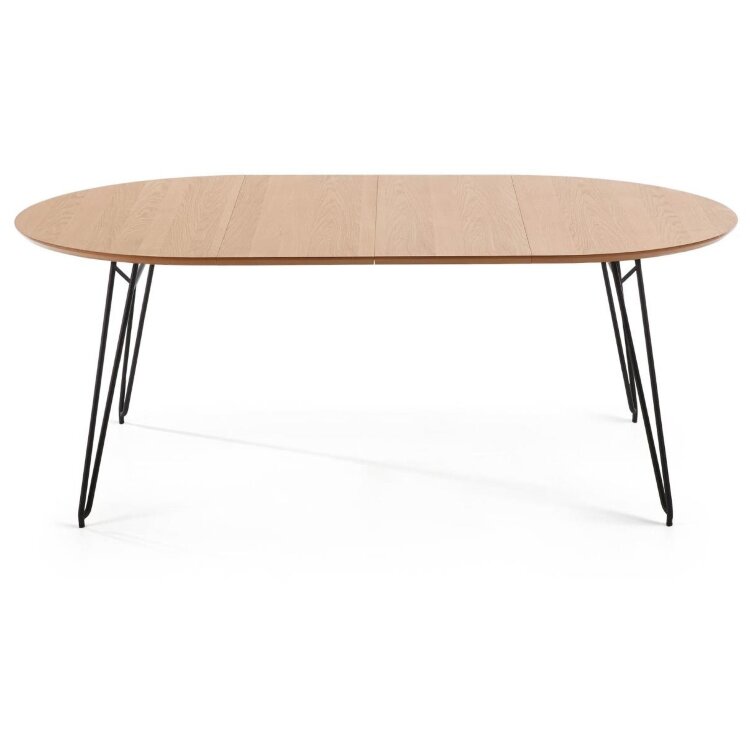 Стол Novaks 120 (200) х120 черный, шпон дерева