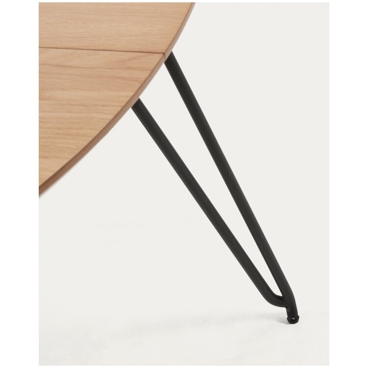 Стол Novaks 120 (200) х120 черный, шпон дерева