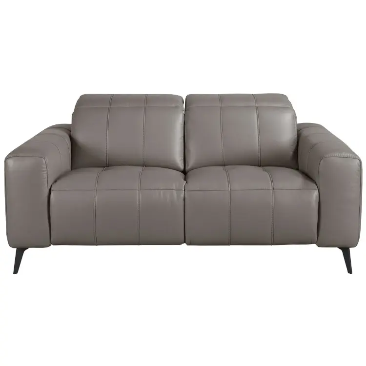 2-местный диван с реклайнером из серой кожи, модель 6209