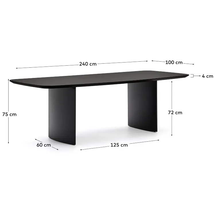 Стол Litto черный, лакированный МДФ, 240 x 100