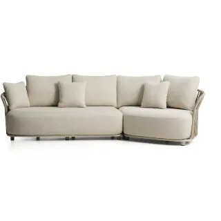 Уличный модульный диван Osani из алюминия экрю и веревки цвета таупе 274 см