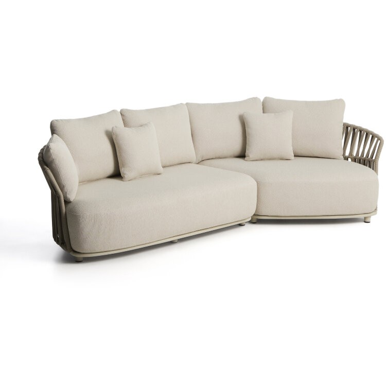 Уличный модульный диван Osani из алюминия экрю и веревки цвета таупе 274 см