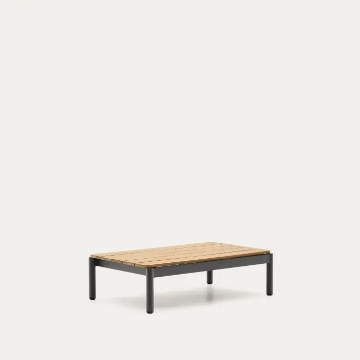 Журнальный столик Sorells из серого алюминия и тикового дерева 52,4 x 91 см