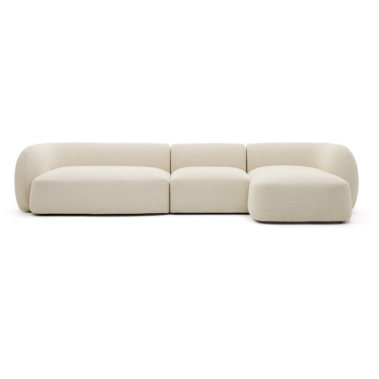 Модульный 4-местный диван Martina цвета экрю с правым шезлонгом 377 см