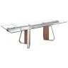 Раздвижной обеденный стол 1159 из стекла, ореха и хромированной стали