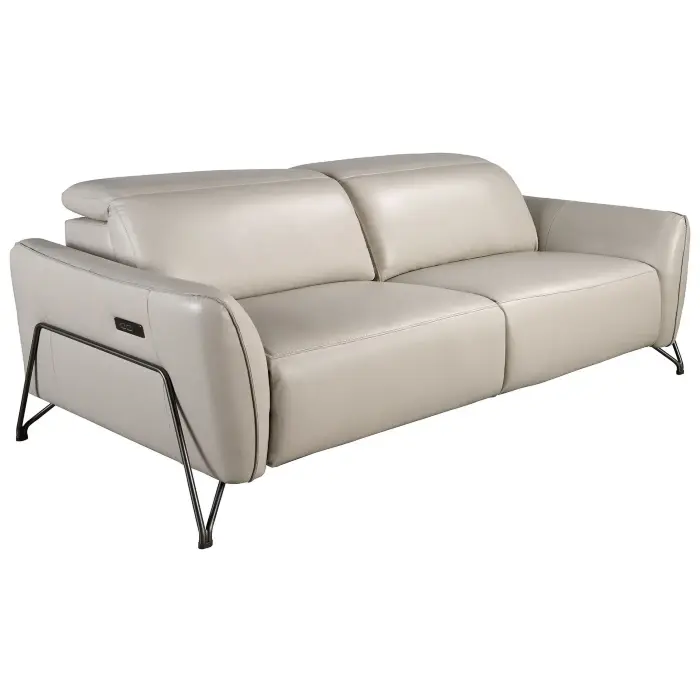 3-местный диван с реклайнером из песочной кожи, модель 6264