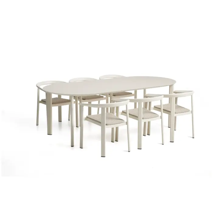 Комплект садовой мебели Erice стол и 6 стульев из алюминия цвета экрю и веревки