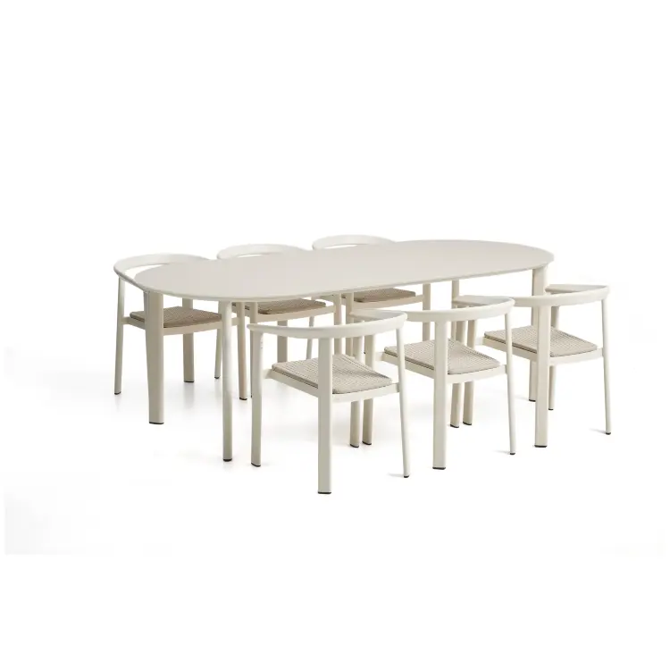Комплект садовой мебели Erice стол и 6 стульев из алюминия цвета экрю и веревки