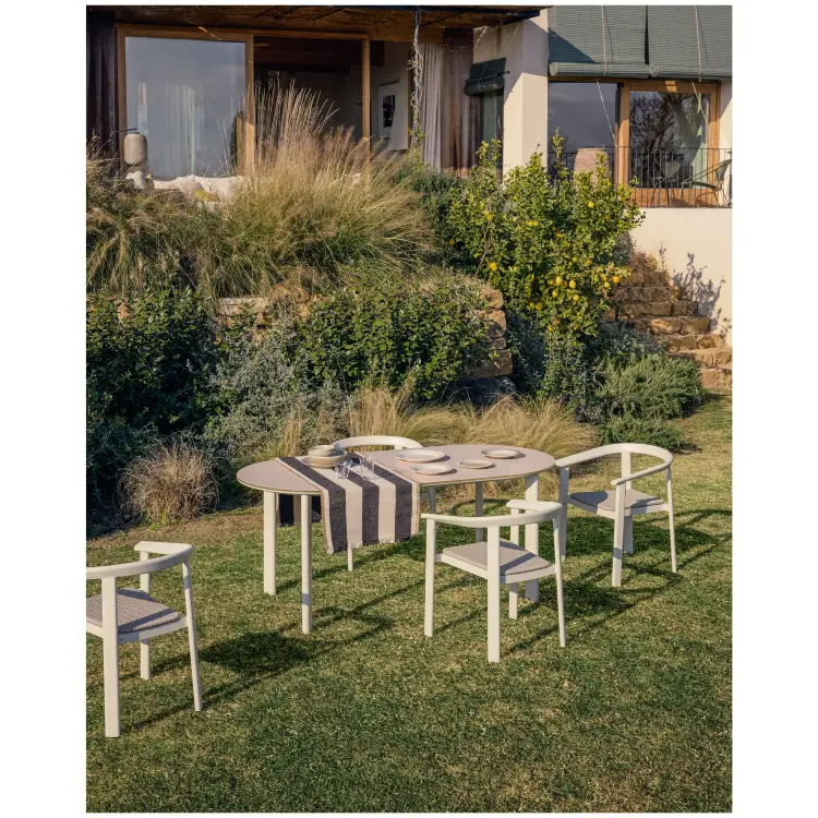 Комплект садовой мебели Erice стол и 6 стульев из алюминия цвета экрю и веревки