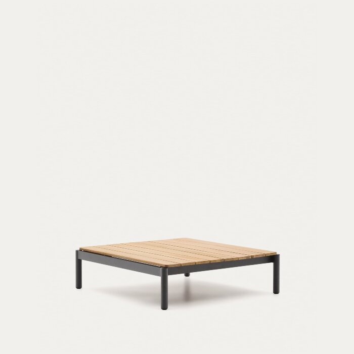 Журнальный столик Sorells из серого алюминия и тикового дерева 89 x 91 см