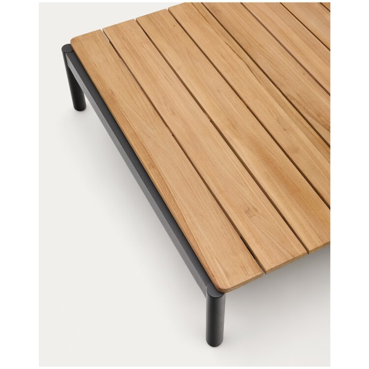 Журнальный столик Sorells из серого алюминия и тикового дерева 89 x 91 см