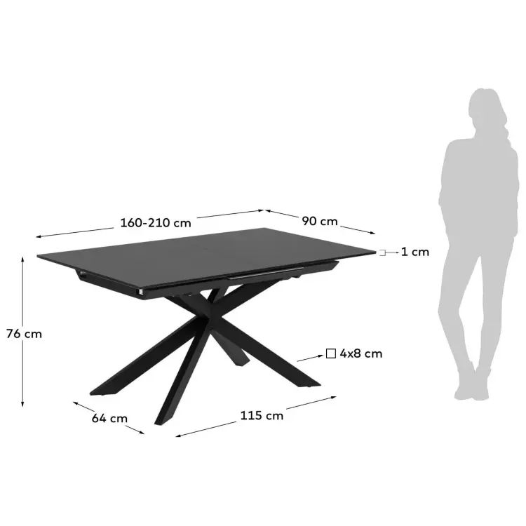 Стол раздвижной Atminda 160 (210) x 90 cm стекло