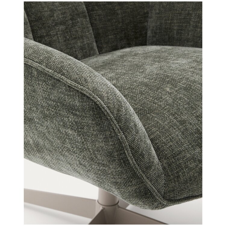 Teryl Кресло из шенилла зеленого цвета с серым металлом