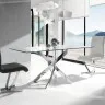 Стол обеденный прямоугольный F2133 /1061 стекло 150x95 с ножками из нержавеющей стали