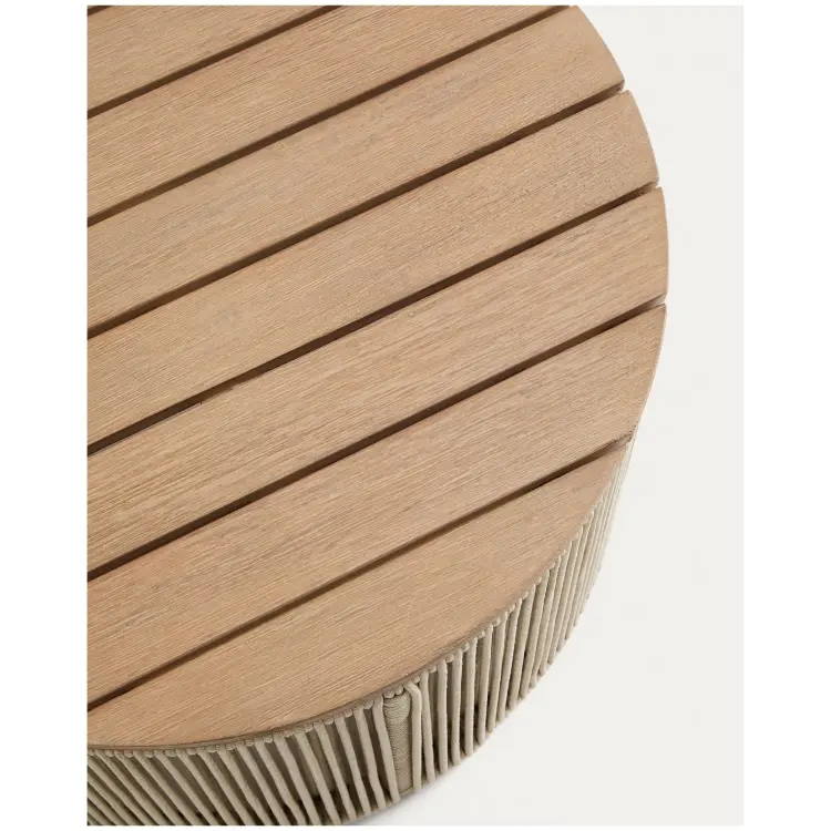 Уличчный столик Dandara из стали, веревки цвета экрю и массива акации Ø60 см