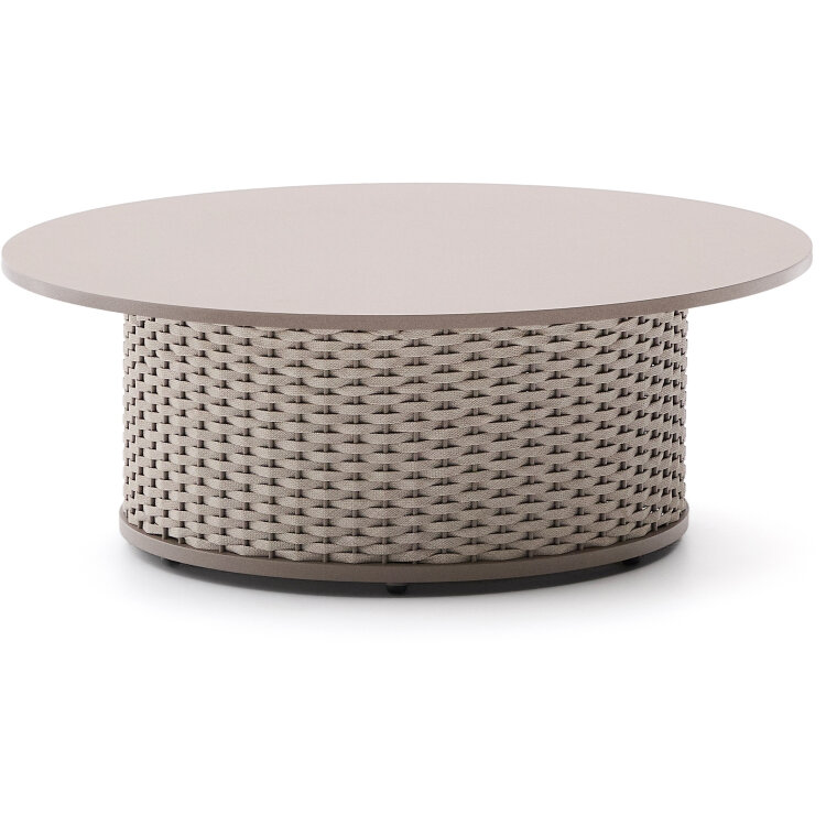 Уличный журнальный столик Sedalis из алюминия и веревки серого цвета Ø99 см