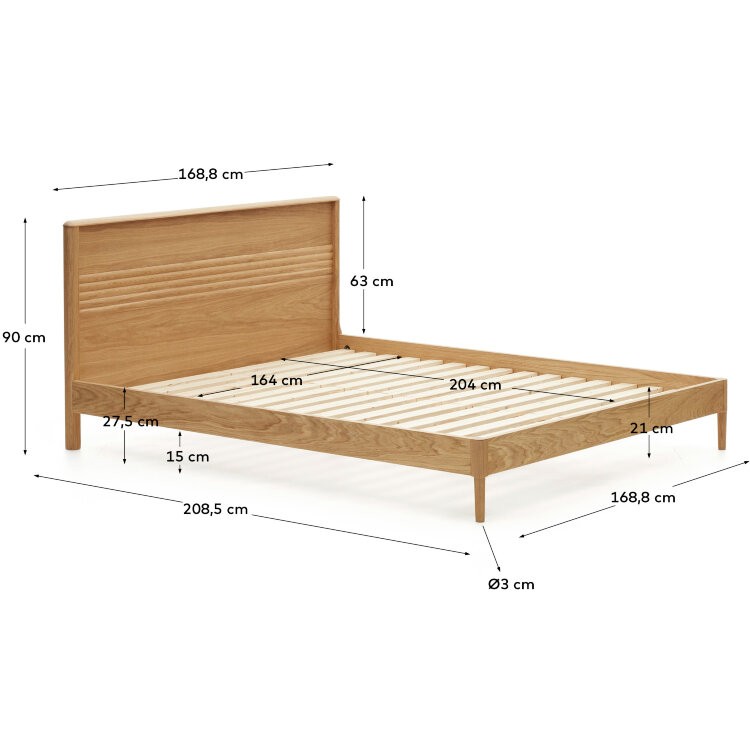 Lenon Кровать из шпона дуба для матраса 160 x 200 см