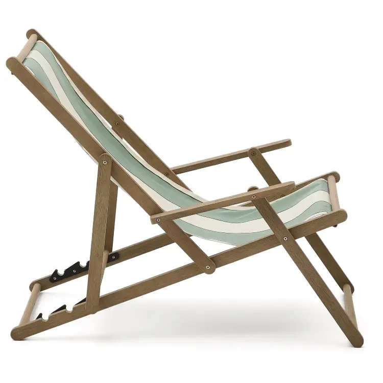 Vilara Складной шезлонг для улицы в полоску зеленого и бежевого цвета
