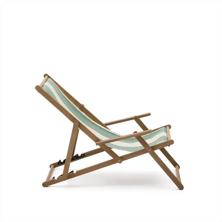 Vilara Складной шезлонг для улицы в полоску зеленого и бежевого цвета