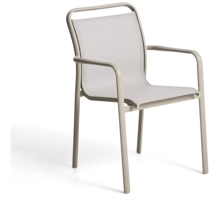 Уличный стул Luri из алюминия цвета таупе и бежевого текстиля