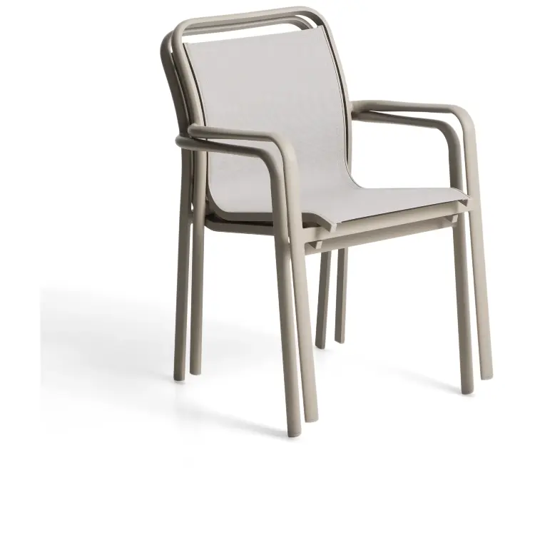 Уличный стул Luri из алюминия цвета таупе и бежевого текстиля