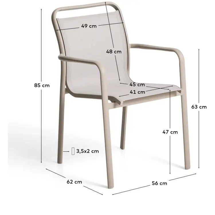 Уличный стул Luri из алюминия цвета таупе и бежевого текстиля