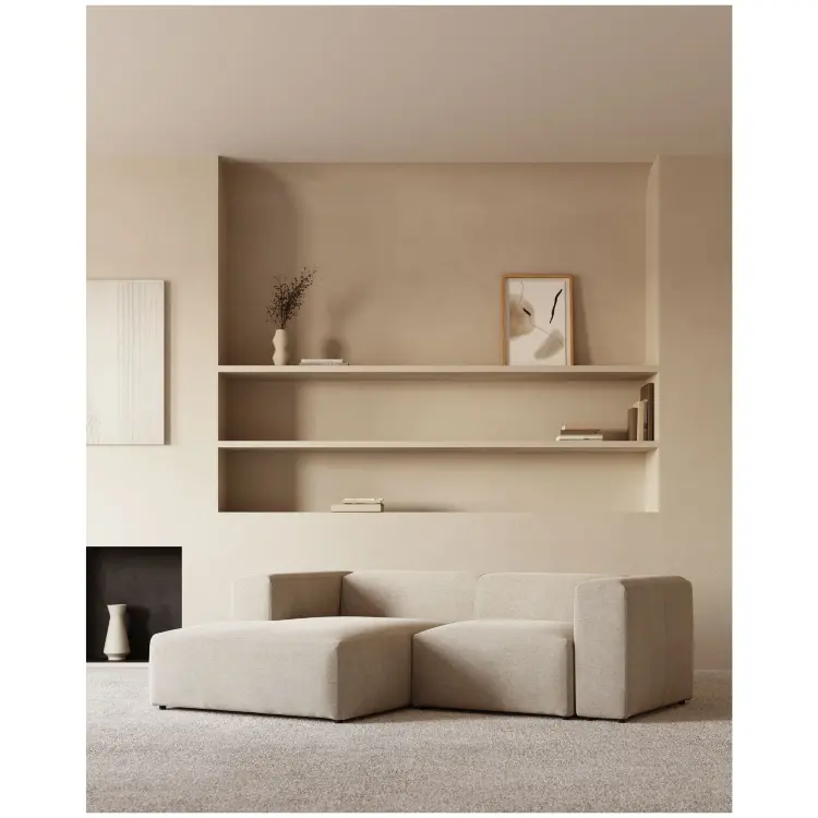 Диван 2-местный Blok с левым шезлонгом бежевый