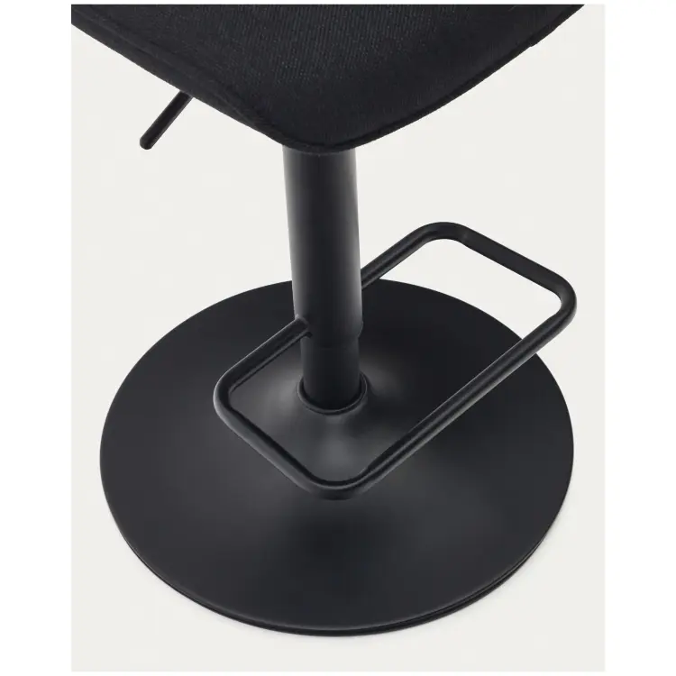 Барный стул Zenda из черного шенилла и матовой черной стали 81-102 см