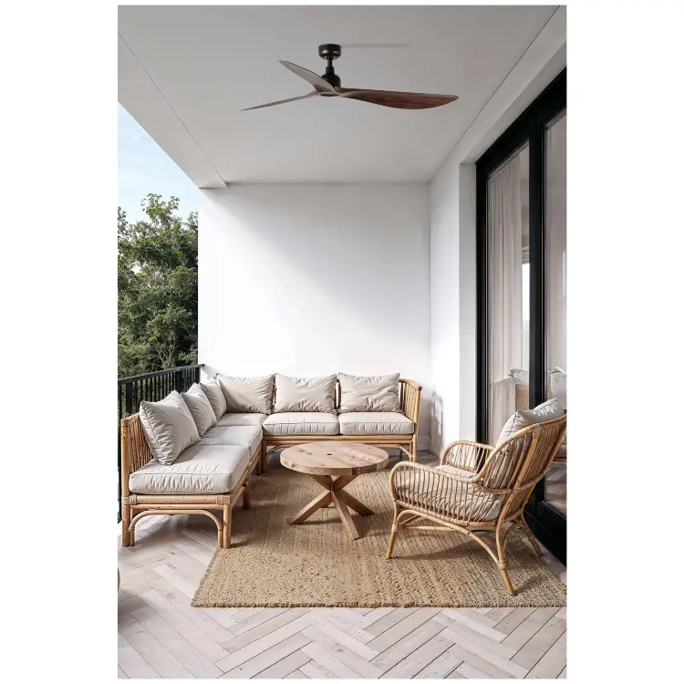 Потолочный вентилятор OUTWOOD L Ш1500MM коричневый/темный орех 3P IP44 TUYA