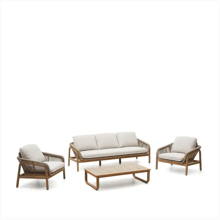 Комплект Vellana: 3-местный диван, 2 кресла и журнальный столик из 100% массива акации