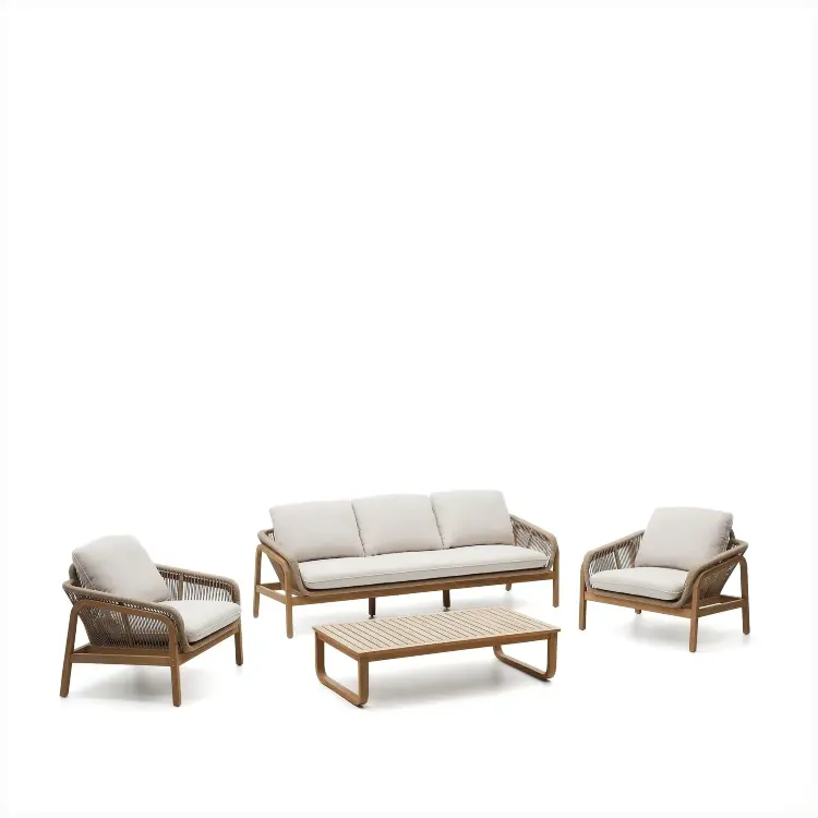 Комплект Vellana: 3-местный диван, 2 кресла и журнальный столик из 100% массива акации