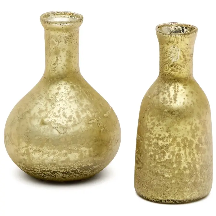 Deila Набор из 2 золотых ваз из переработанного стекла 10 см