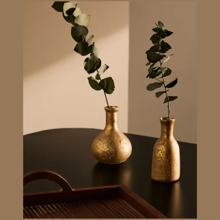 Deila Набор из 2 золотых ваз из переработанного стекла 10 см