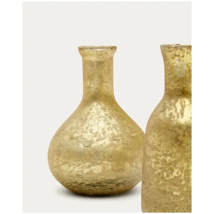 Deila Набор из 2 золотых ваз из переработанного стекла 10 см