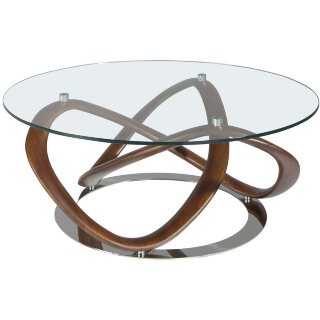 Круглый журнальный столик из стекла и массива ореха CT20050 /2064