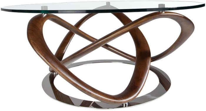 Круглый журнальный столик из стекла и массива ореха CT20050 /2064